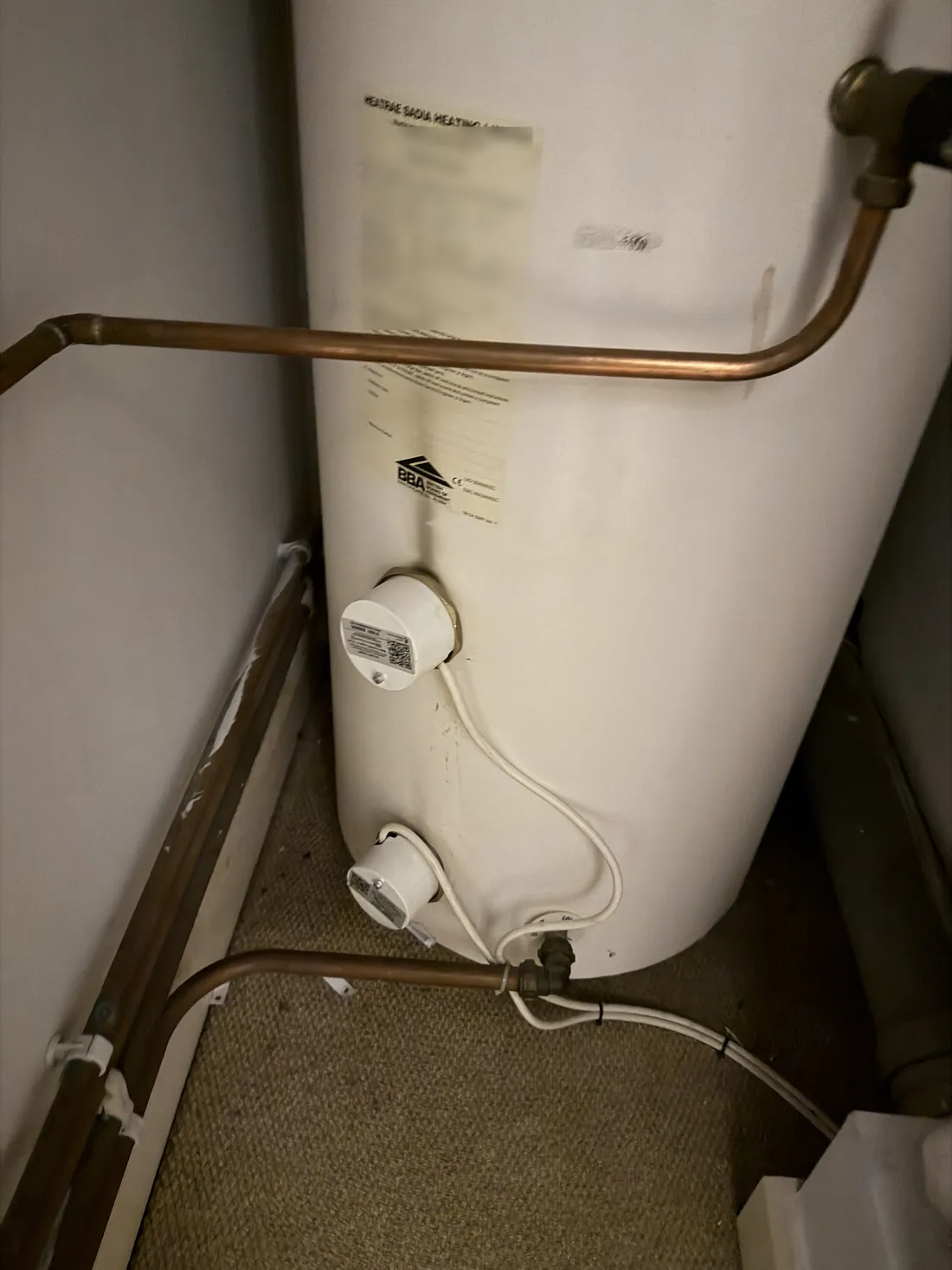 Megaflo unvented cylinder with both new immersion heater caps fitted and wired after the repair