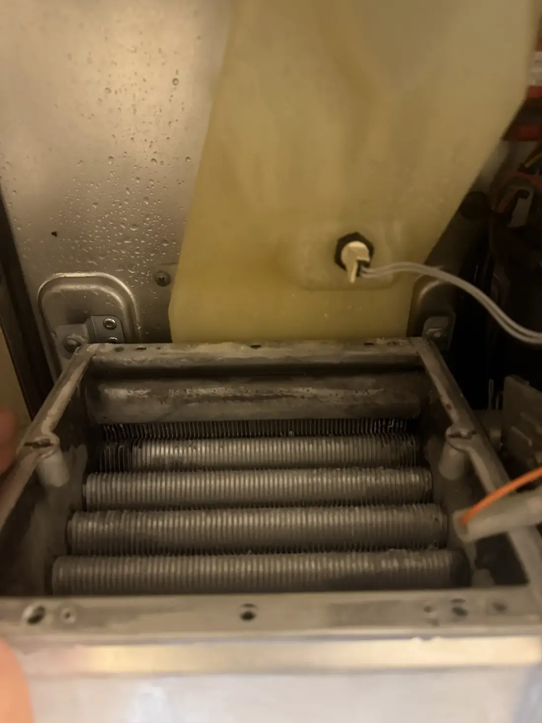 Vokera heat exchanger after a full strip-down service, with clean, clear fins