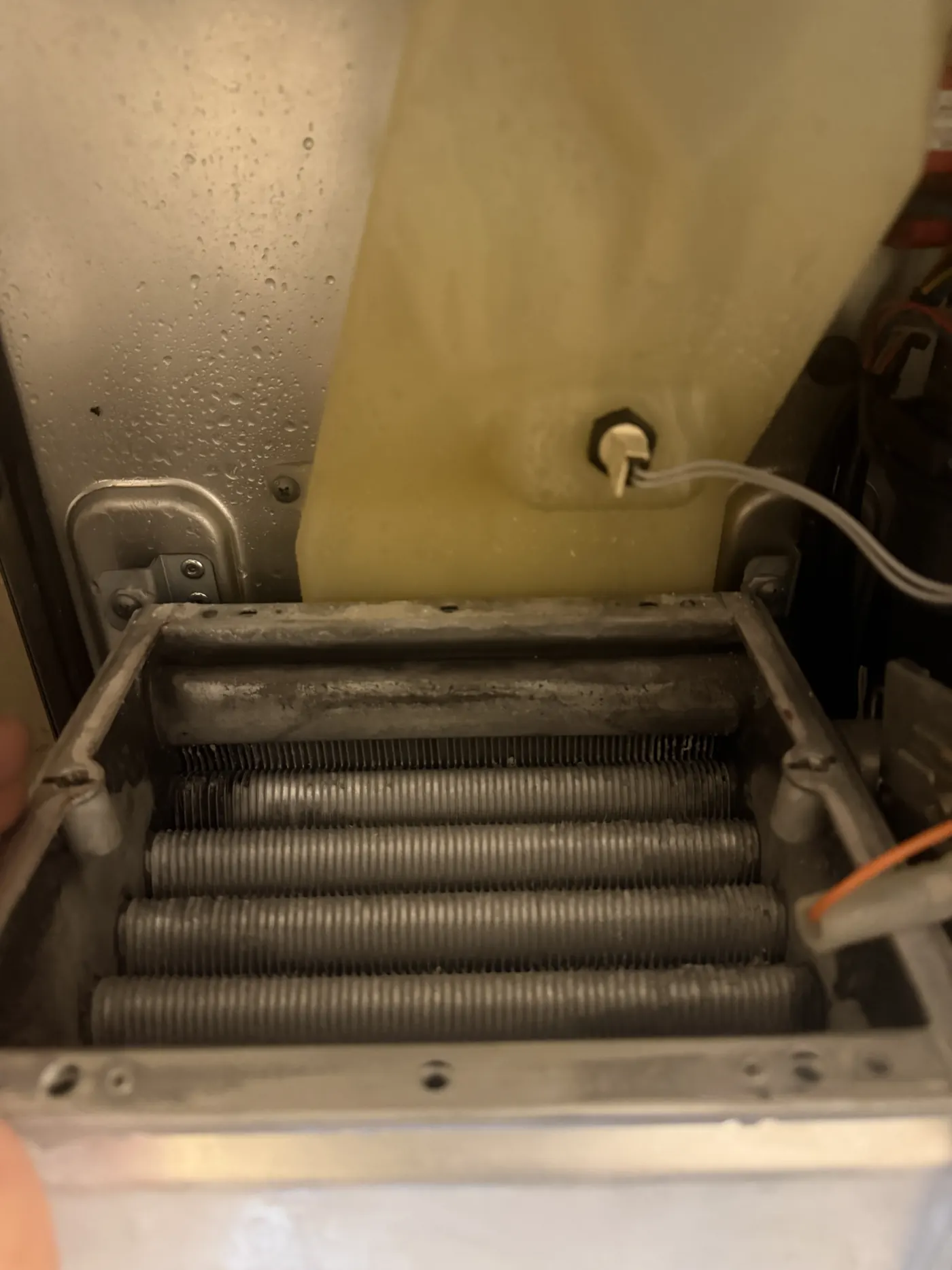 Vokera heat exchanger after a full strip-down service, with clean, clear fins