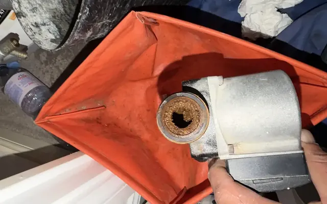 Sludge packed inside a central heating pump taken out of a rental property in Walsall